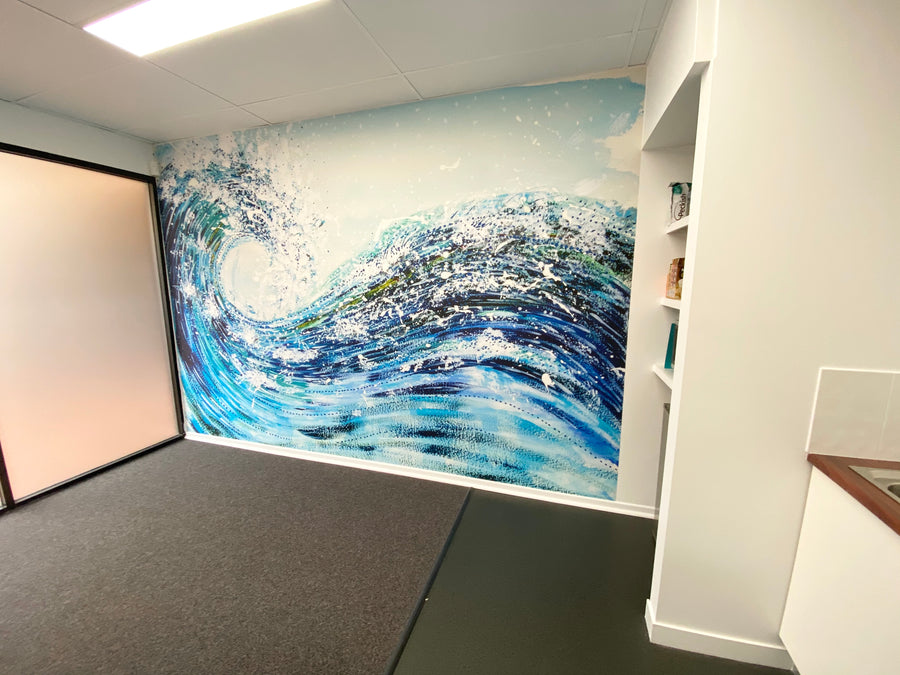 ROLLING BLUE WAVE - Wall Mural Art