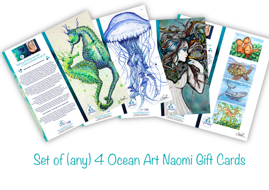Ocean Art Naomi - Set 4 (blank inside) Greeting Cards